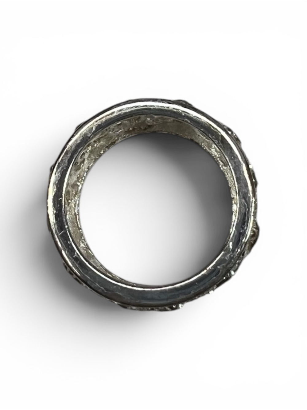 Silver-Tone Vintage-Inspired Filigree Crystal Statement Band Ring - Picture 2 of 6
